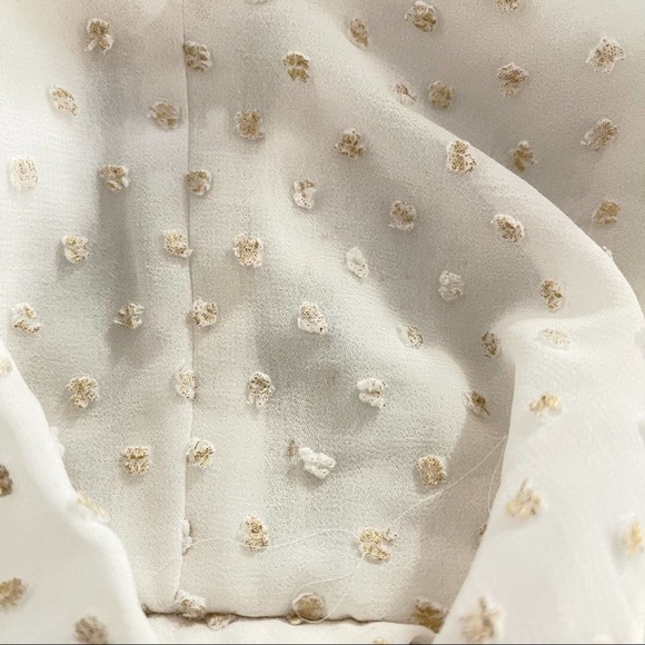 Jay Godfrey Dottie Dress White wirh Gold Trim Swiss Dots Bell Sleeves Size 4 - Picture 10 of 10